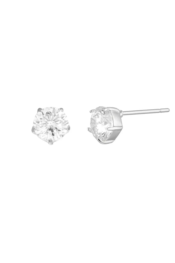 Ear studs round stone earrings 925 sterling silver